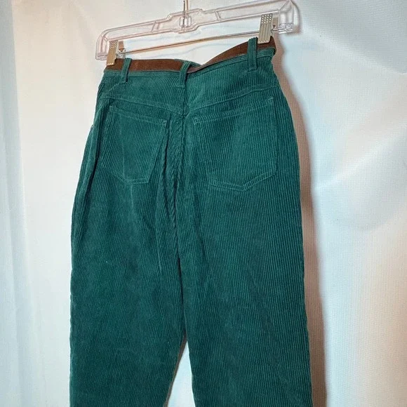 Vintage 80s 90s Stefano Basics Women's Teal Corduroy High Waisted Pants Size 12 - Picture 5 of 7